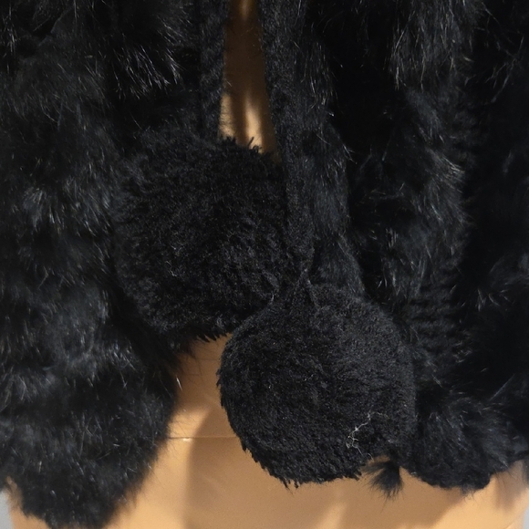 Chic Black Rabbit Fur Hooded Vest - Picture 4 of 12